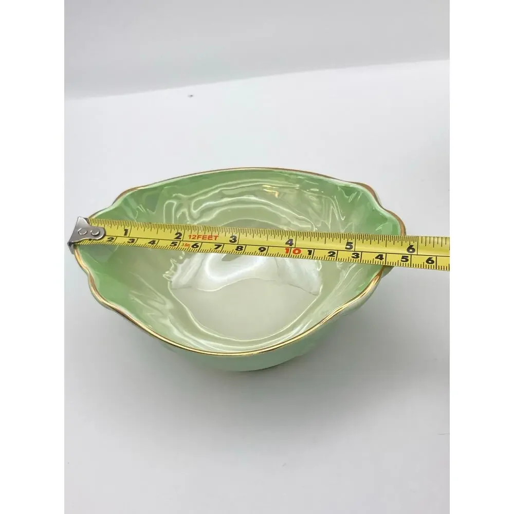 Vintage Maling Pottery Cream Jug & Sugar Bowl Set Green Lusterware Pearlescent